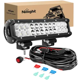 12 Inch 72W Double Row Spot Flood Led Light Bar | 12FT Wire 3Pin Switch