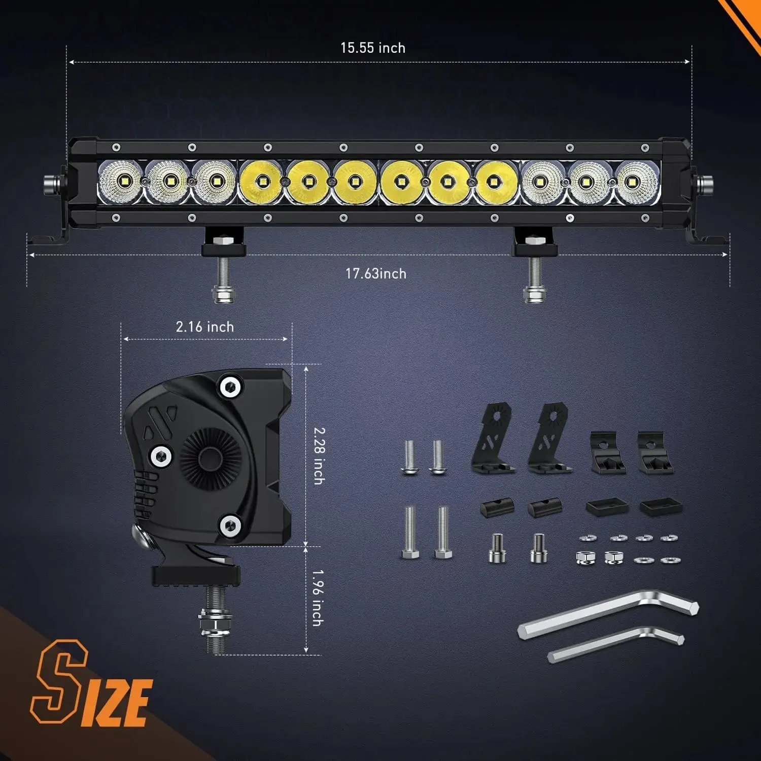 16 Inch 60W 7200LM Slim Spot Flood Osram P8-5W Chips Led Light Bar