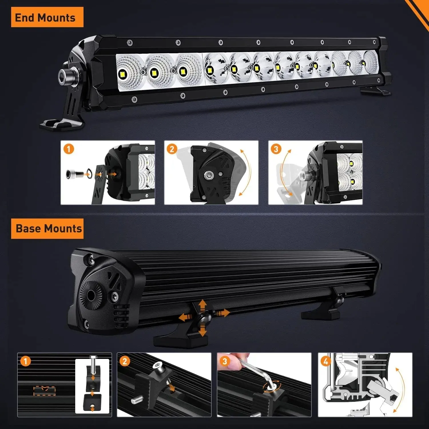 16 Inch 60W 7200LM Slim Spot Flood Osram P8-5W Chips Led Light Bar