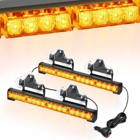 17 Inch 32 Leds 2 In 1 Traffic Advisor Emergency Strobe Amber Light Bar