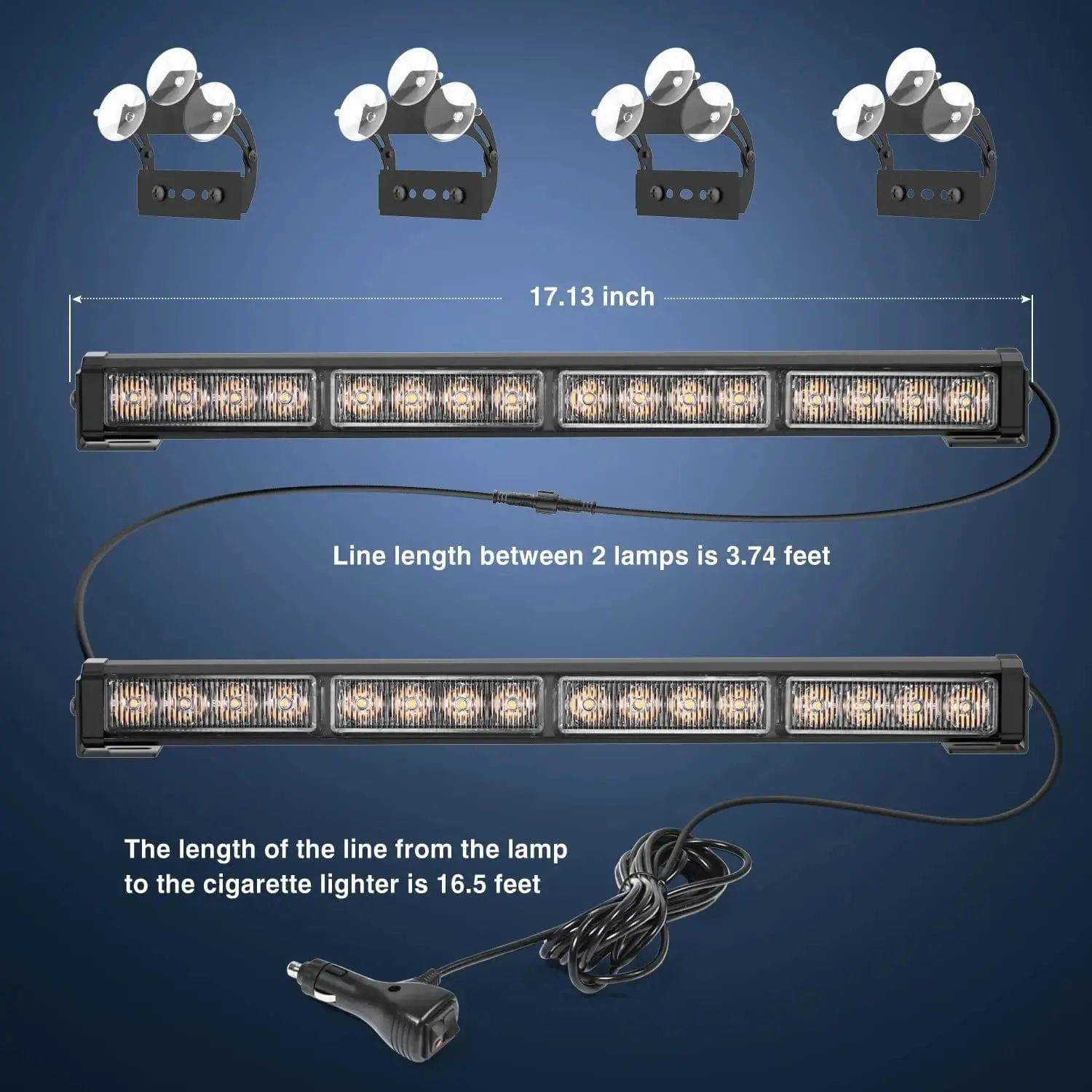 17 Inch 32 Leds 2 In 1 Traffic Advisor Emergency Strobe Amber Light Bar