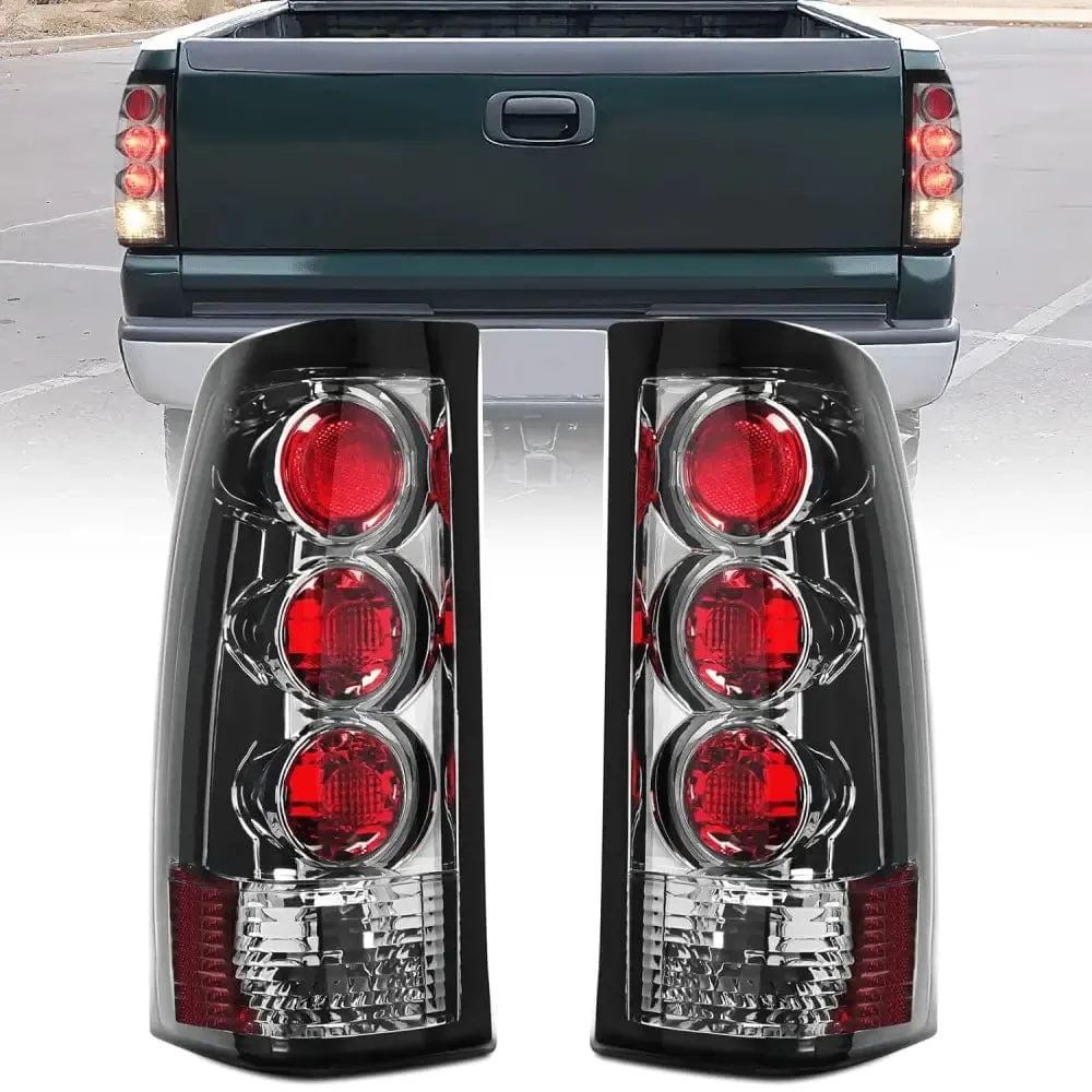 1999-2006 GMC Sierra 1999-2002 Chevy Silverado Tail light Assembly Rear Lamp Smoke Housing Rear Lamp Replacement Only Fits Fleetside Models Driver Passenger Side