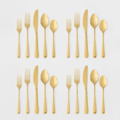 20pc Harrington Flatware Set Gold - Threshold