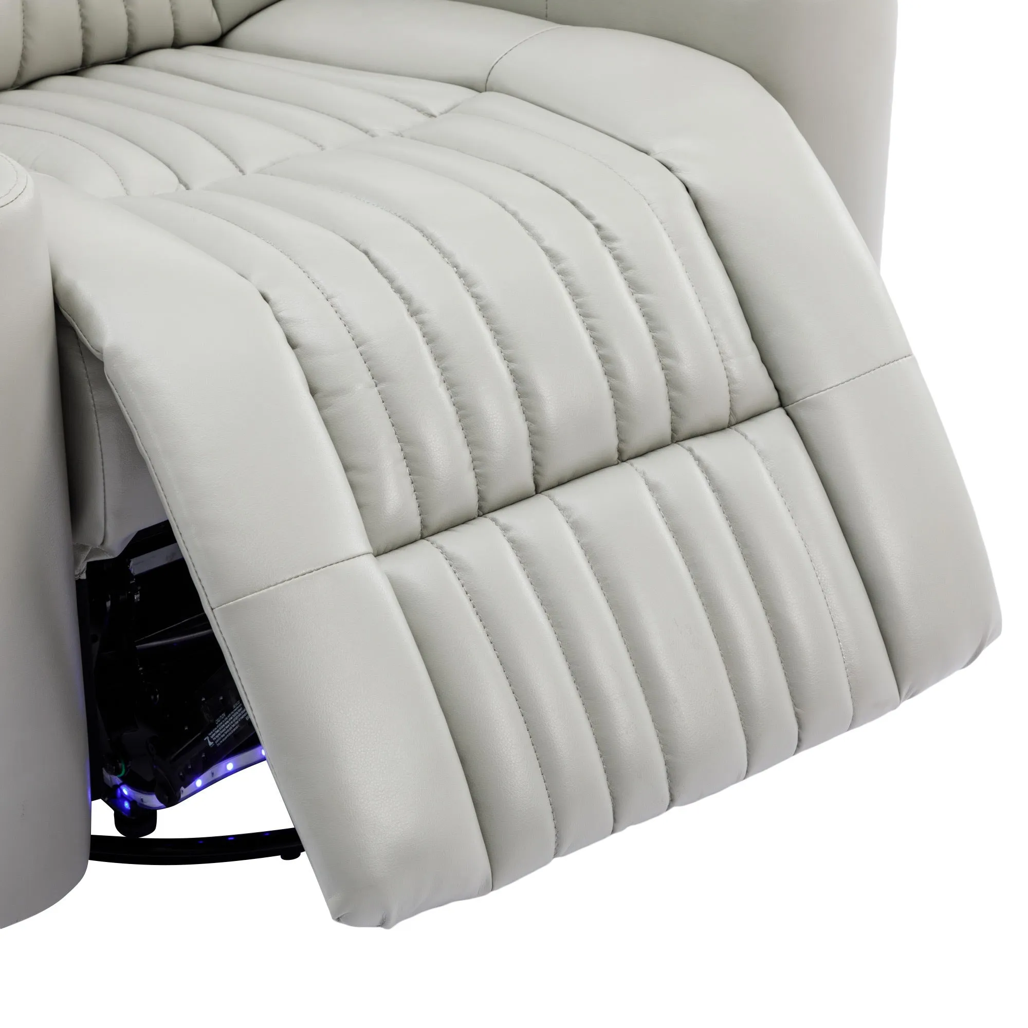 270° Power Swivel Recliner,Home Theater Seating With Hidden Arm Storage and  LED Light Strip,Cup Holder,360° Swivel Tray Table,and Cell Phone Holder,Soft Living Room Chair,Grey