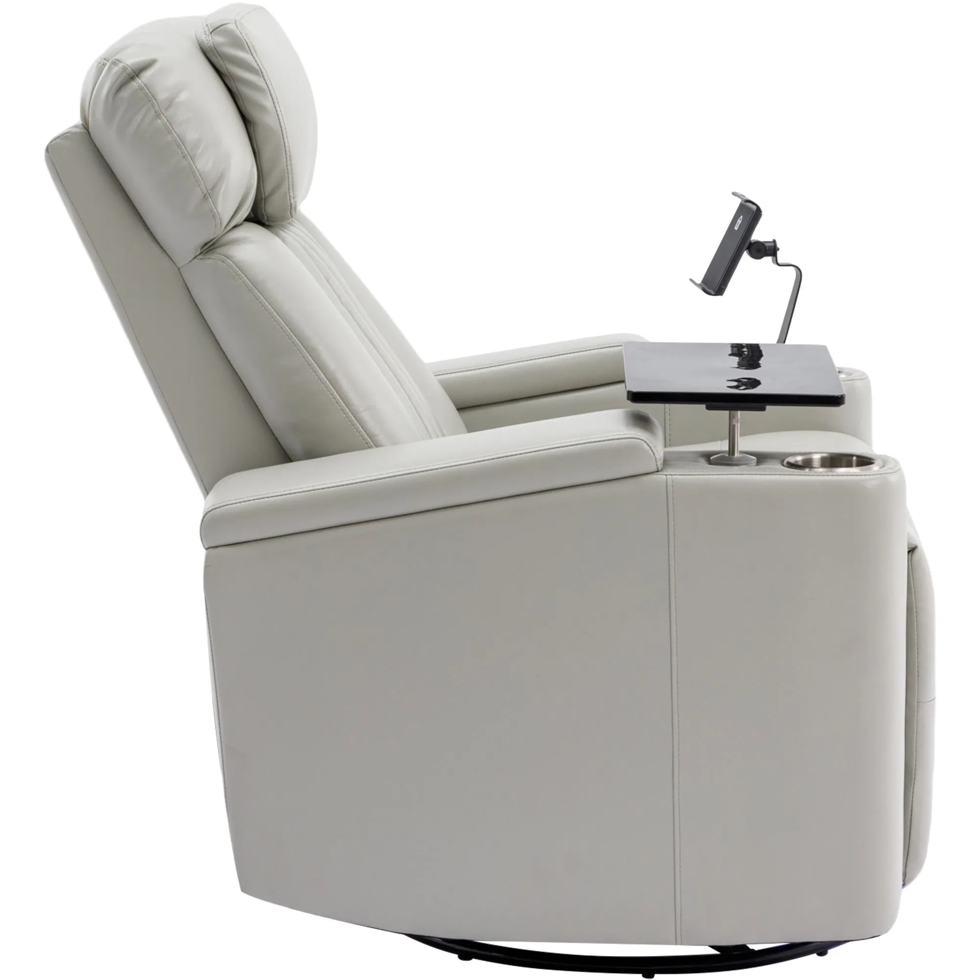 270° Power Swivel Recliner,Home Theater Seating With Hidden Arm Storage and  LED Light Strip,Cup Holder,360° Swivel Tray Table,and Cell Phone Holder,Soft Living Room Chair,Grey