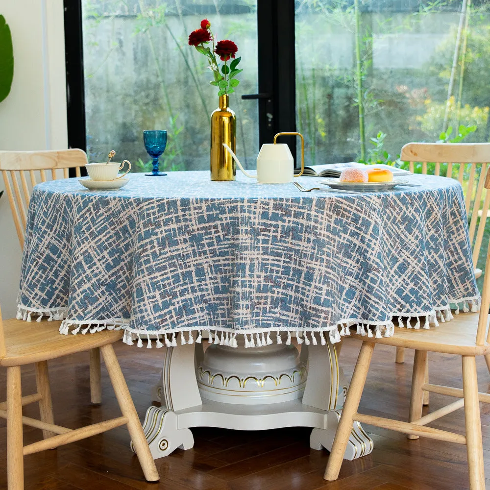 3-Color Jacquard Tassel round Tablecloth Party Table Cloth