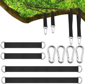 4 PCS Short Straps Tree Swing Straps Hanging Kit, with Carabiners, Heavy Duty Suspension Kits for Gym Fitness Cable Machine Extension, Hanging Pulleys, Rings,Hammock Tree Straps
