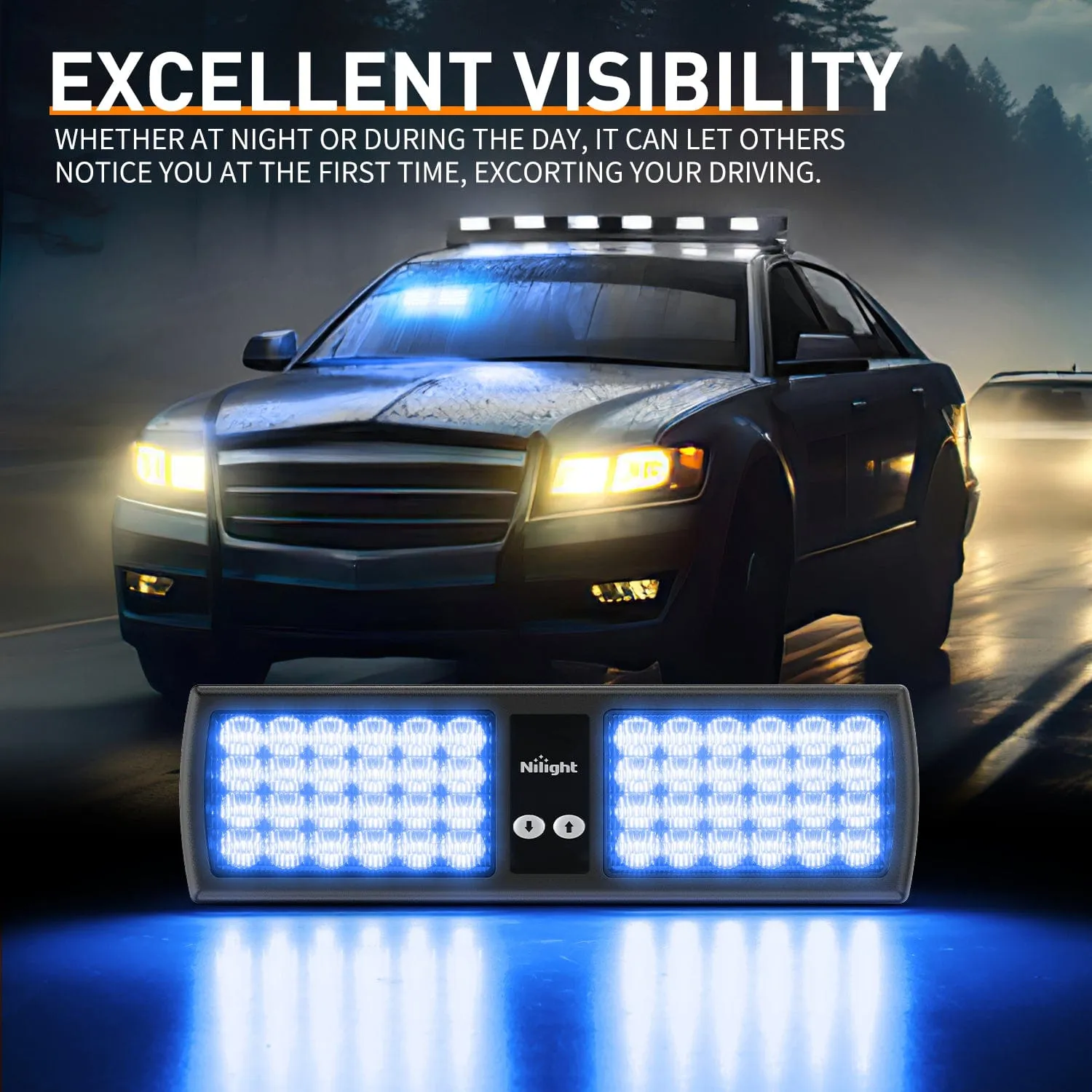 48 LED Blue Emergency Warning Strobe Lights
