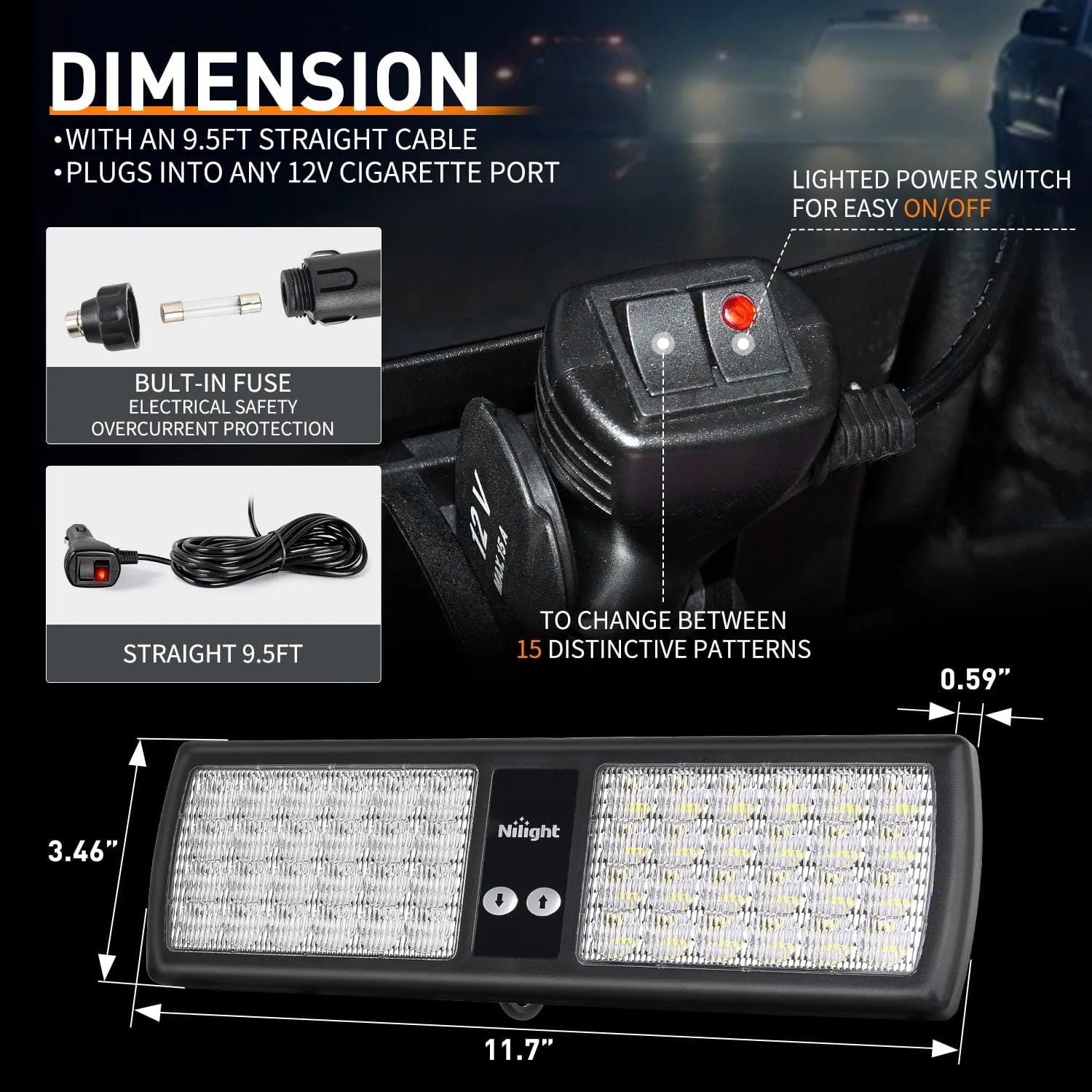 48 LED Blue White Emergency Warning Strobe Lights