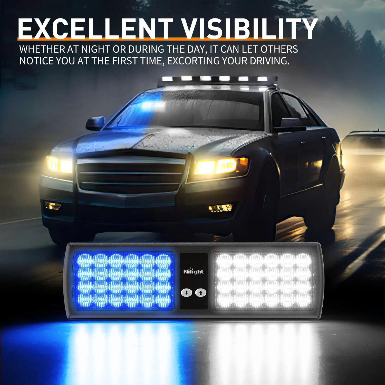 48 LED Blue White Emergency Warning Strobe Lights