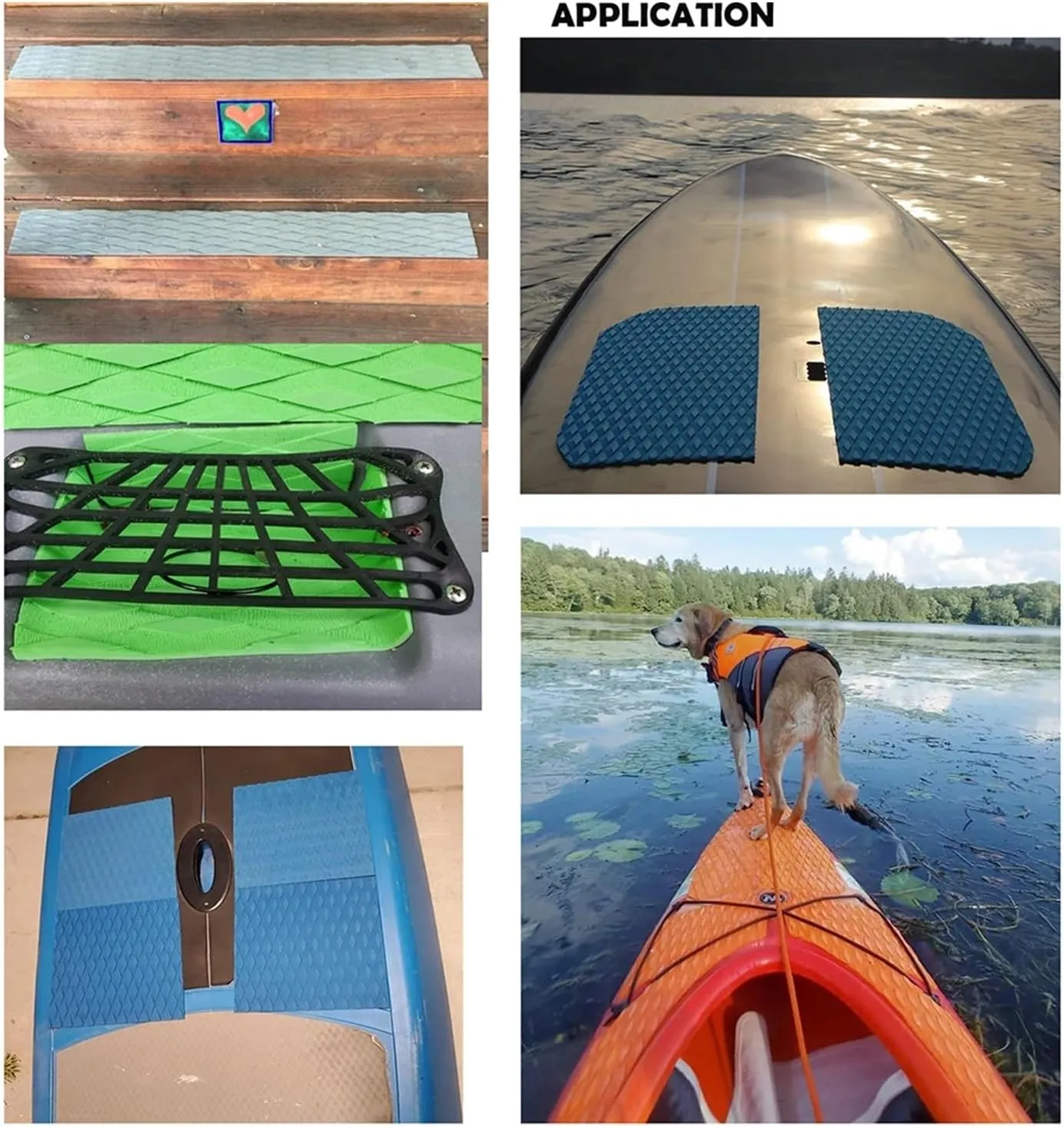 4pcs/Lot EVA Surfboard Pads SUP Surf Kiteboard Skimboard Stand Up Paddleboard Traction Grip 38 * 25.4cm Mat DIY Diamond(Green)