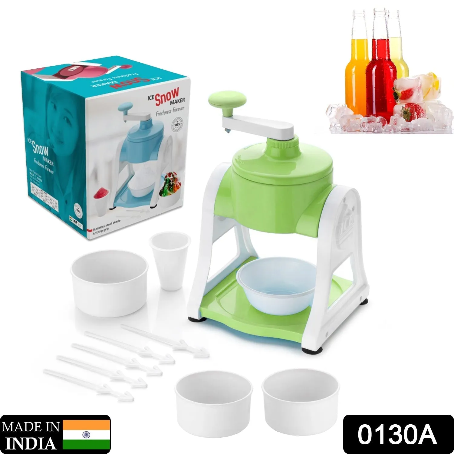 A Ice Gola Maker Ice Snow Maker Machine | Ice Crusher | Indoor Outdoor Manual With Steel Blade & Antislip Grip