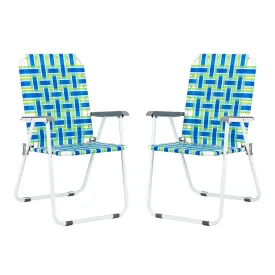 ALICIAN 2pcs Strip Beach Chair 120kg Folding Beach Seat Chair Blue