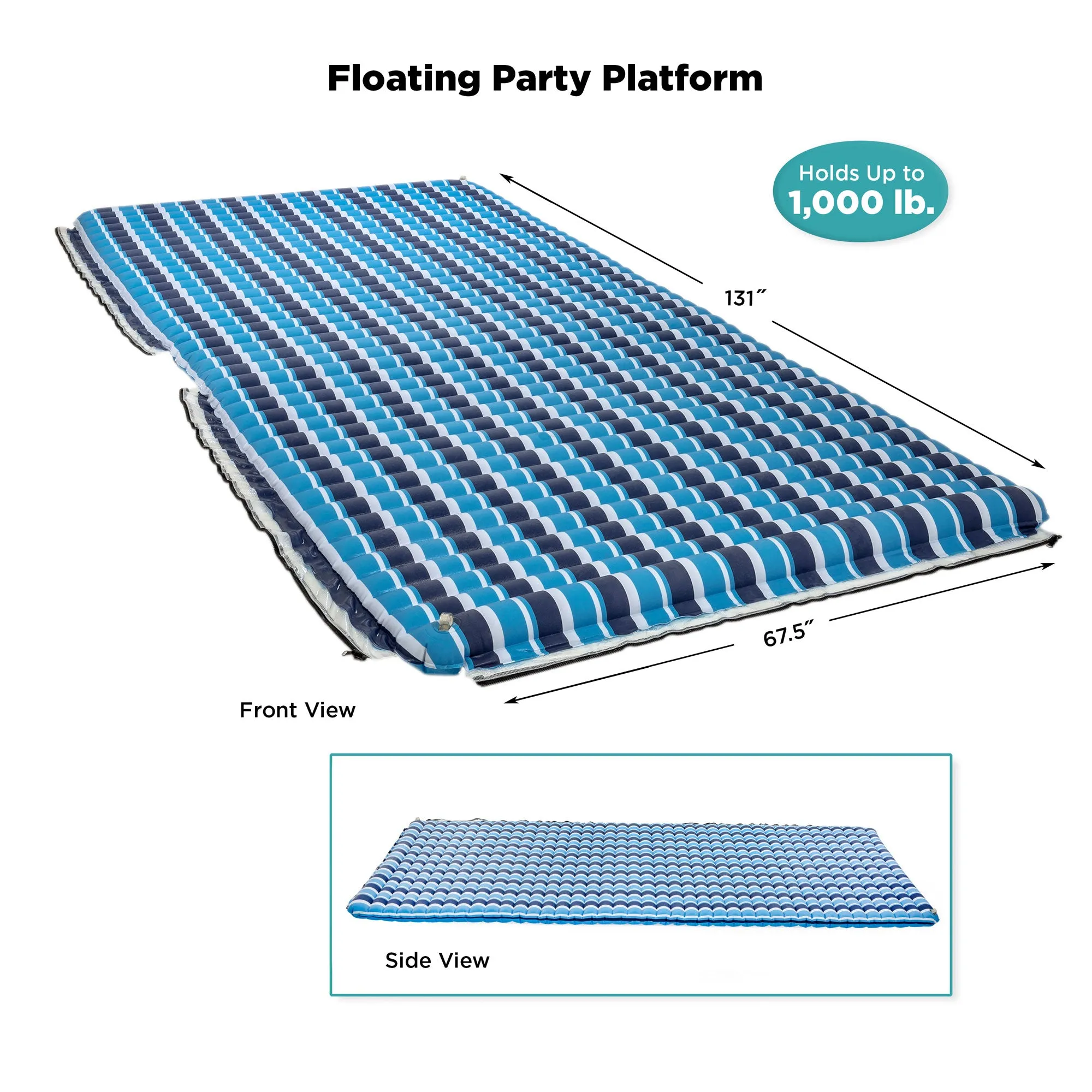 Aqua Expandable Floating Island Raft, White and Navy Stripe (Open Box)