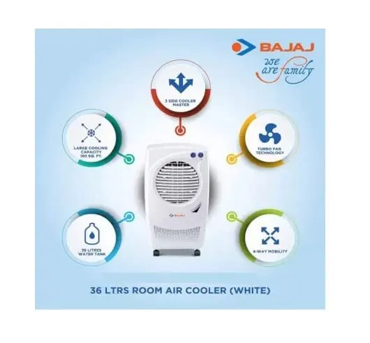 Bajaj PMH 36 36L Personal Air Cooler  Torque (Anti-Bacterial Technology, Honeycomb Cooling Pads)