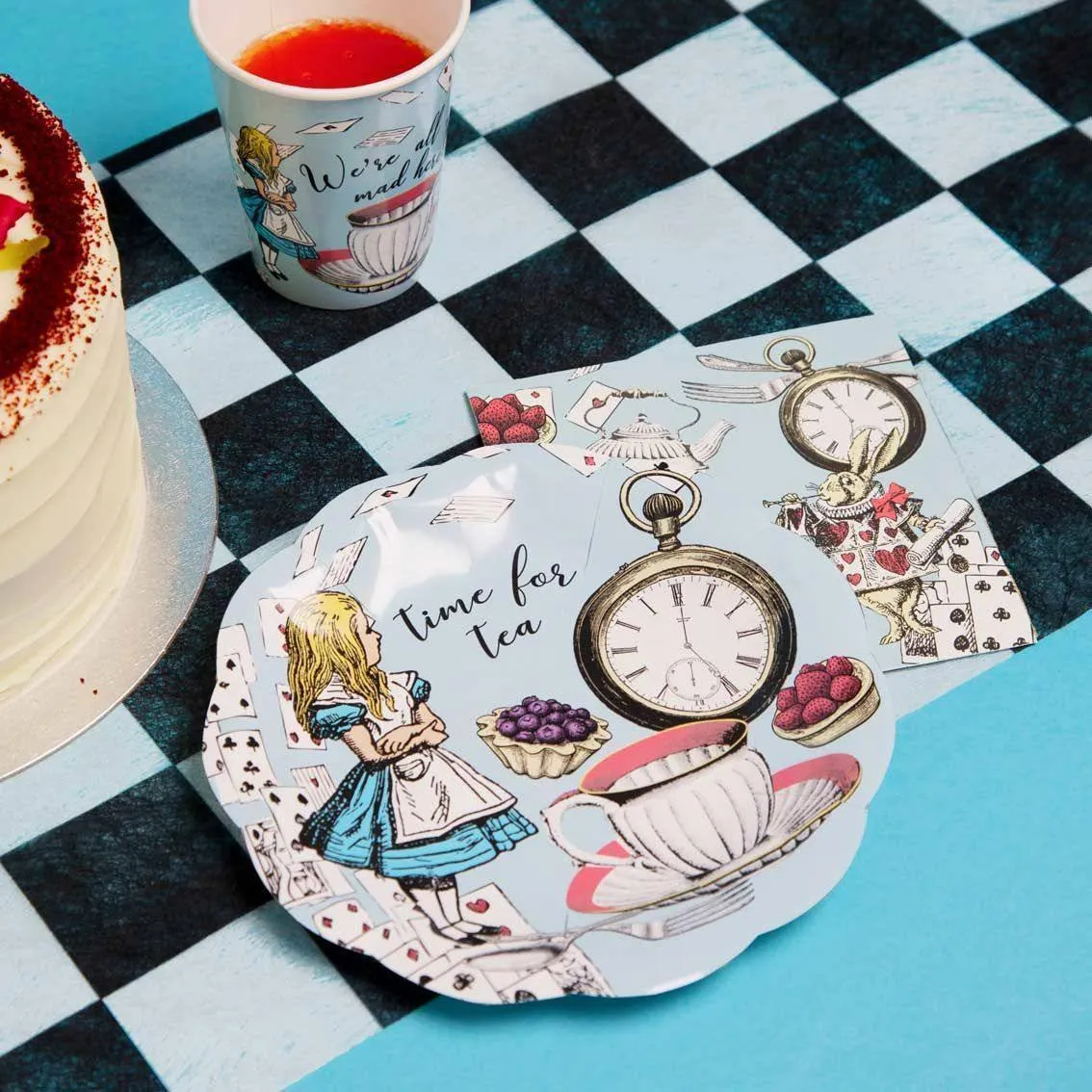 Blue Alice in Wonderland Recyclable Paper Plates - 12 Pack