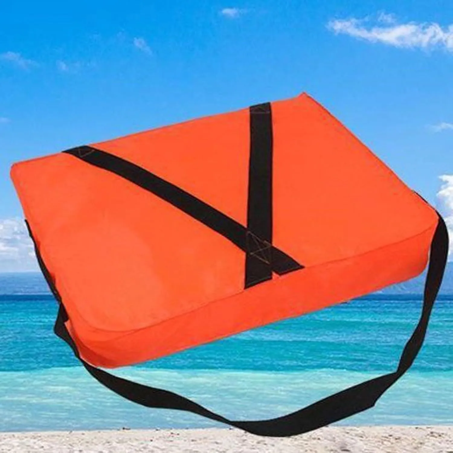 Boat Throwable Flotation Device 18x14in High Buoyancy Boat Throw Cushion with Strap Water Proof Throwable Flotation Device for Boating Swimming & Rescue Boat Throwable Flotation Device (Orange)