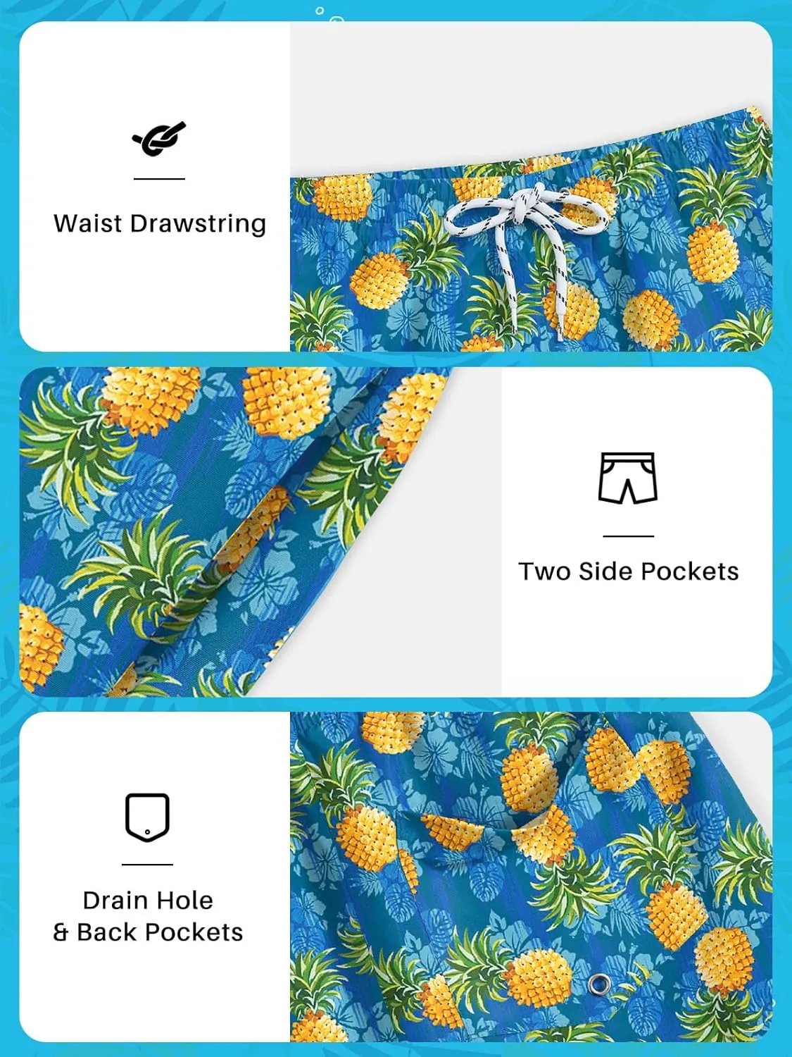 Boys 4th of July Summer Compression Liner Beach Swim Trunks American Flag Adjustable Drawstring Board Shorts 6-16 Years