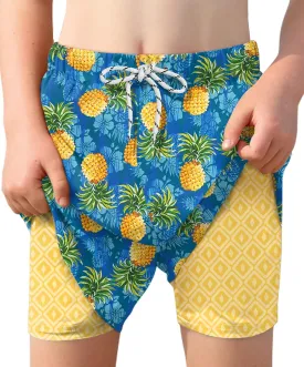 Boys 4th of July Summer Compression Liner Beach Swim Trunks American Flag Adjustable Drawstring Board Shorts 6-16 Years