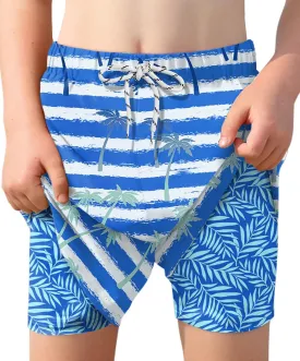 Boys 4th of July Summer Compression Liner Beach Swim Trunks American Flag Adjustable Drawstring Board Shorts 6-16 Years