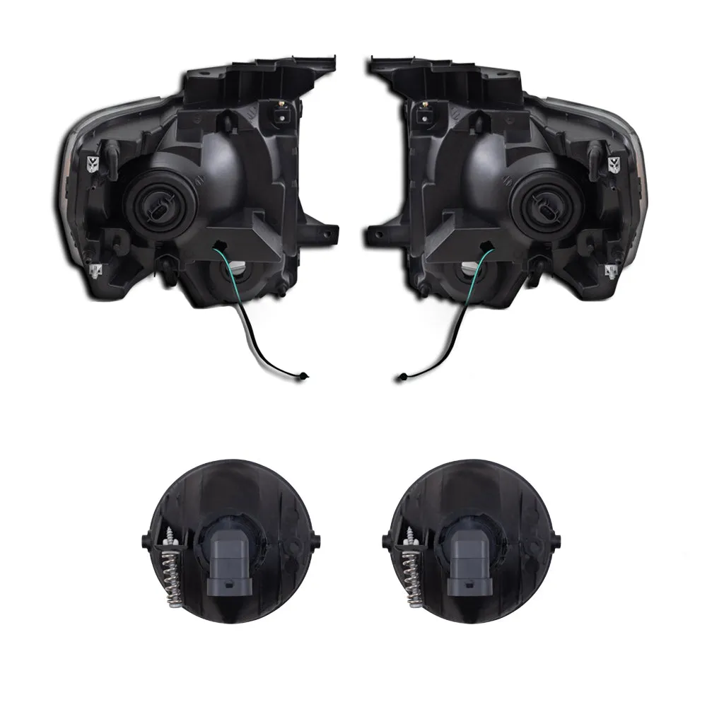 Brock Aftermarket Replacement Driver Left Passenger Right Halogen Combination Headlight Assembly With Chrome Bezel And Fog Lights 4 Piece Performance Set Compatible With 2011-2014 Ford F-150