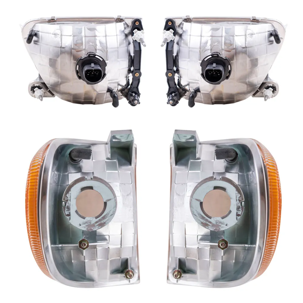 Brock Aftermarket Replacement Driver Left Passenger Right Halogen Headlight And Park/Signal Light 4 Piece Set Compatible with 1998-2001 Mercury Mountaineer