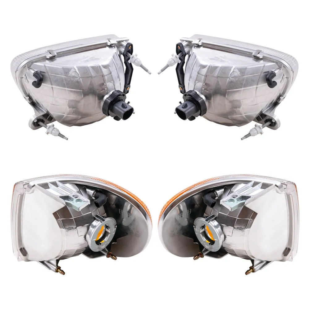 Brock Aftermarket Replacement Driver Left Passenger Right Halogen Headlight And Park/Signal Light 4 Piece Set Compatible with 1998-2001 Mercury Mountaineer