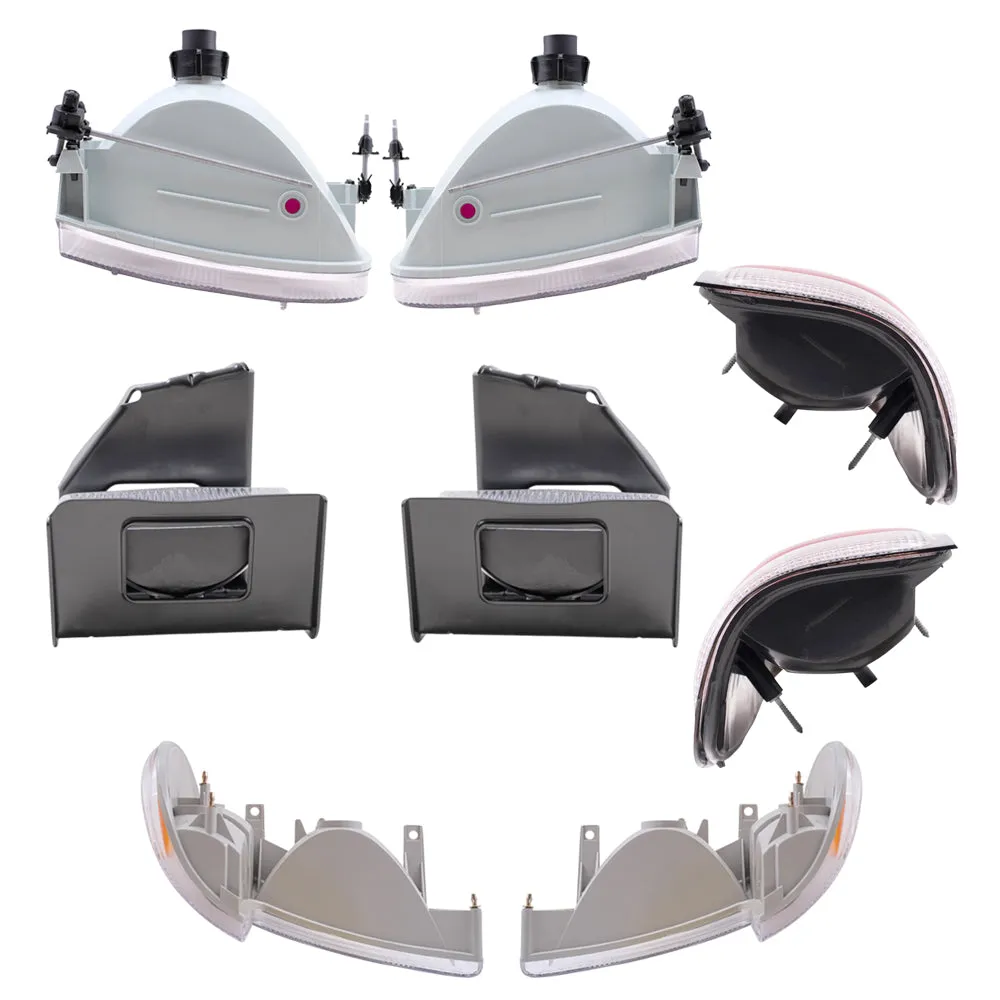 Brock Aftermarket Replacement Driver Left Passenger Right Headlight-Fog Light-Park/Signal/Side Marker Light-Tail Light 8 Piece Set Compatible with 1995-1997 Ford Explorer Except Limited