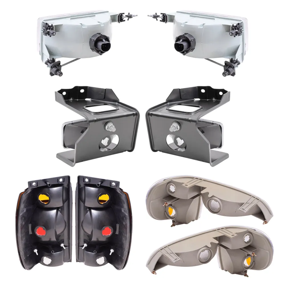 Brock Aftermarket Replacement Driver Left Passenger Right Headlight-Fog Light-Park/Signal/Side Marker Light-Tail Light 8 Piece Set Compatible with 1995-1997 Ford Explorer Except Limited