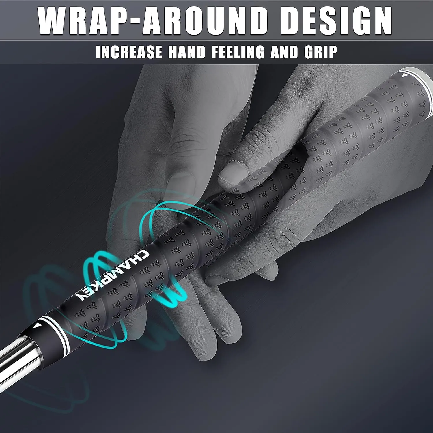 CHAMPKEY WRAP-Y Rubber Golf Grips 13 Pack Come with All Repair Kits - High Feedback and Traction Golf Club Grips