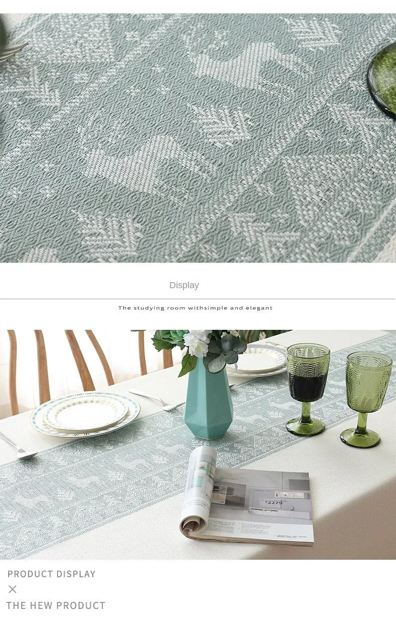 Christmas Elk Pattern Cotton Linen Dustproof Tablecloth