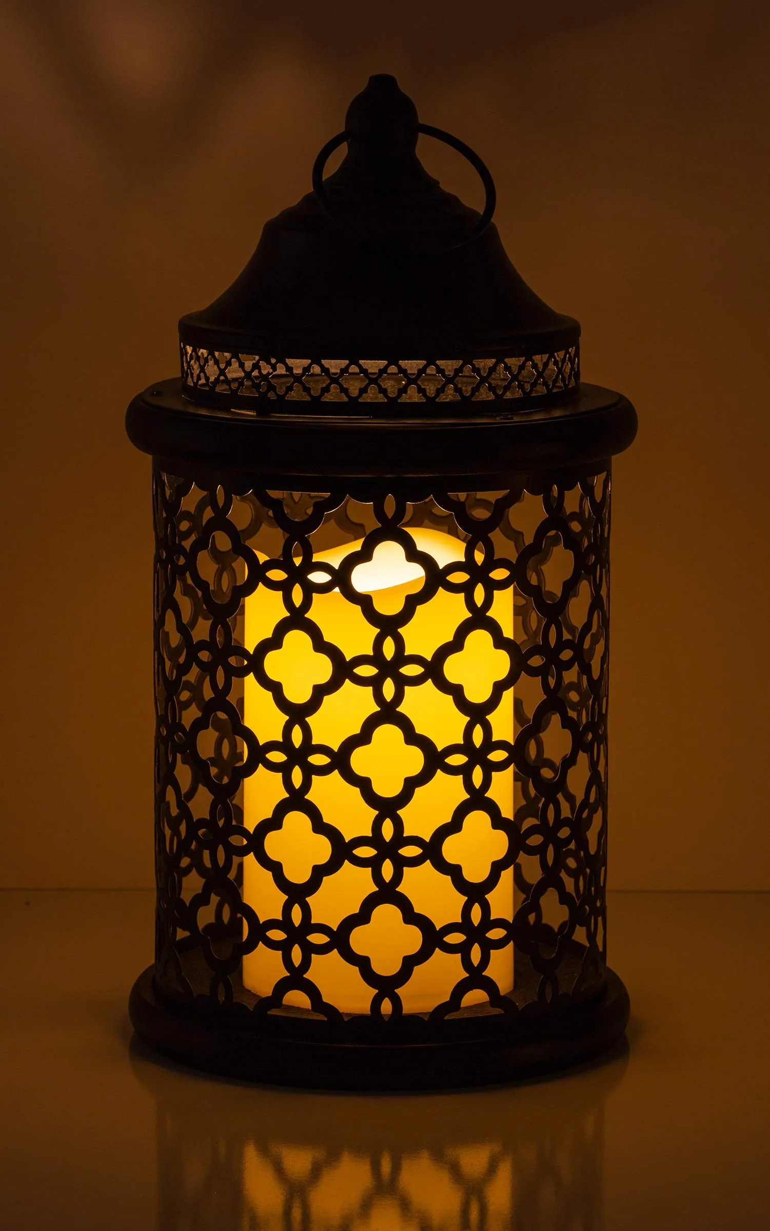 Decorative Flickering Flameless LED Candle Lantern with Remote Control (Black