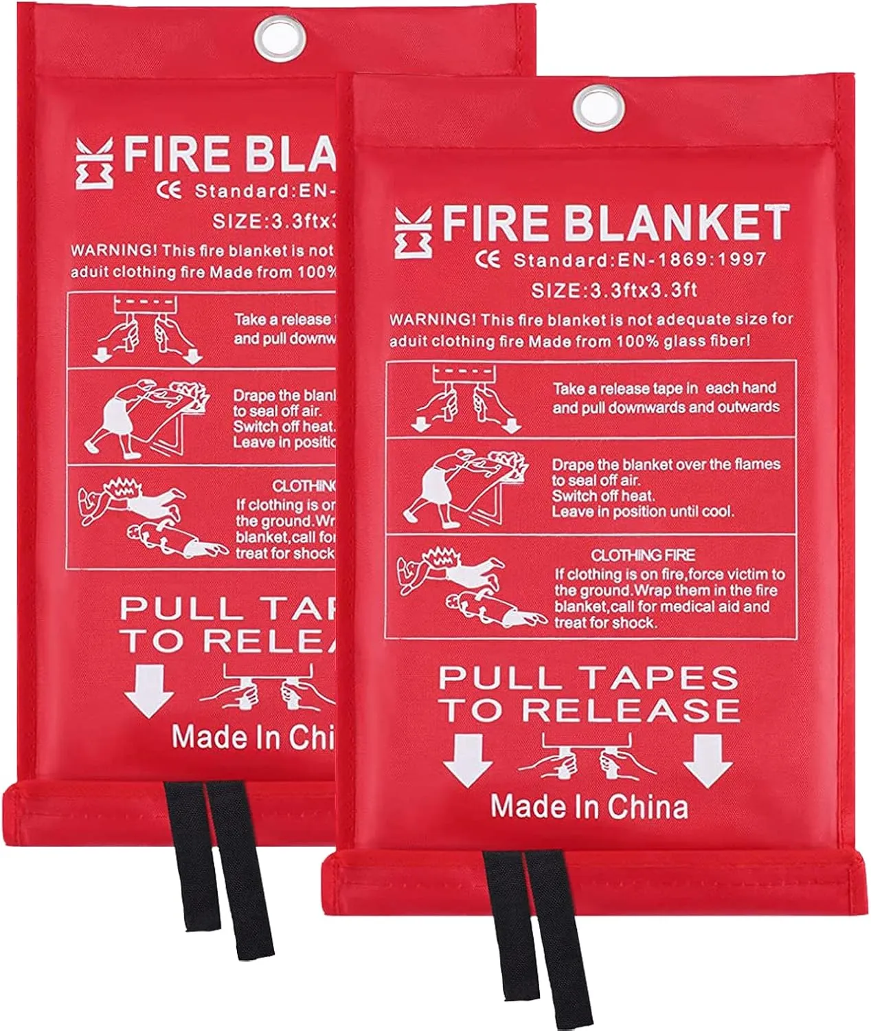 Emergency Fire Blanket for Home and Kitchen  2 Pack 3.3x3.3ft Fiberglass Suppression Flame Retardant Safety Camping Blankets Emergency Extinguisher Survival Kit for House Office Fireplace Car
