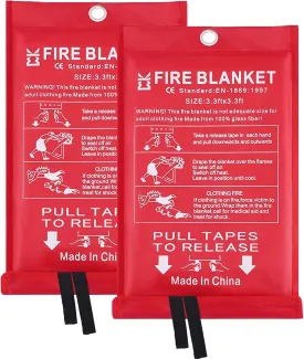Emergency Fire Blanket for Home and Kitchen  2 Pack 3.3x3.3ft Fiberglass Suppression Flame Retardant Safety Camping Blankets Emergency Extinguisher Survival Kit for House Office Fireplace Car