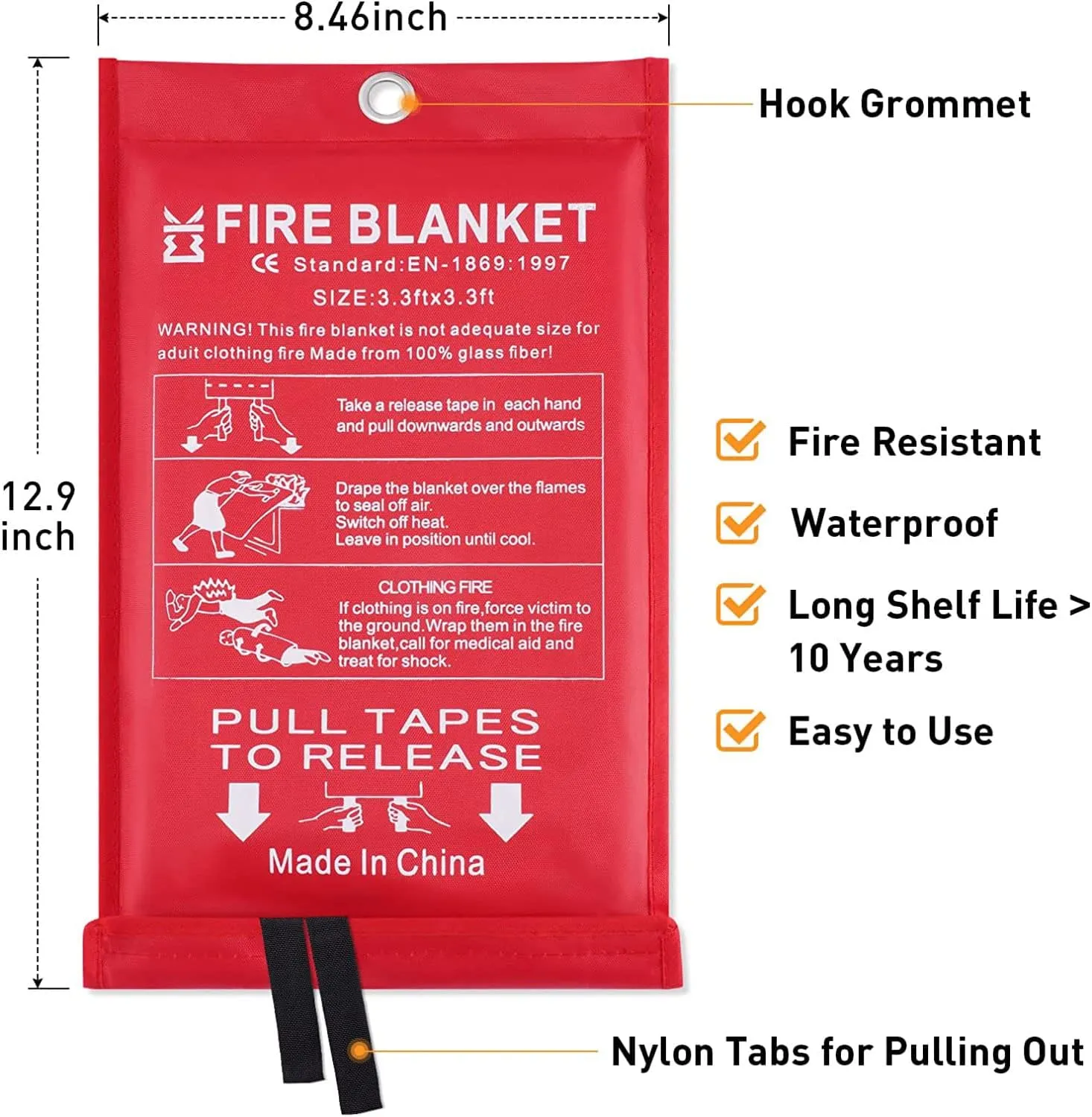 Emergency Fire Blanket for Home and Kitchen  2 Pack 3.3x3.3ft Fiberglass Suppression Flame Retardant Safety Camping Blankets Emergency Extinguisher Survival Kit for House Office Fireplace Car