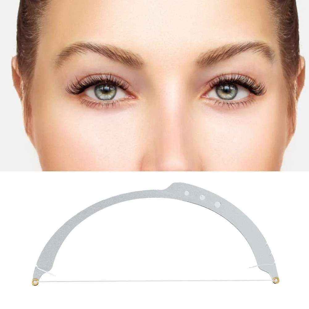 Eyebrow Design,Microblading Line Marker Ruler Eyebrow Measuring Tool With 10pcs Thread Lines,Bow Arrow Line Ruler Majon Design Auxiliary Tool(Silver)