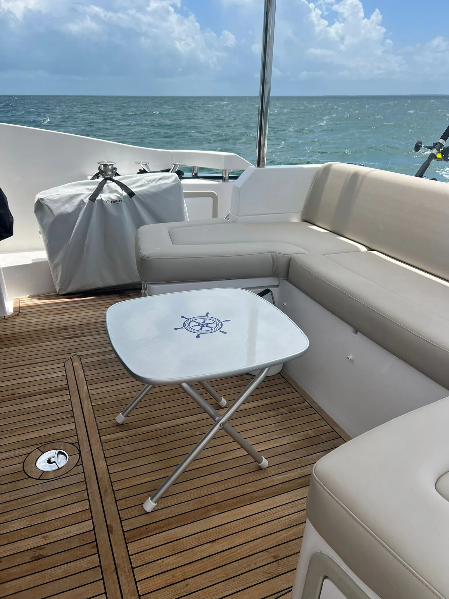 Folding Aluminum and Melamine Top Boat Table 61 x 61 x 49 cm-M350