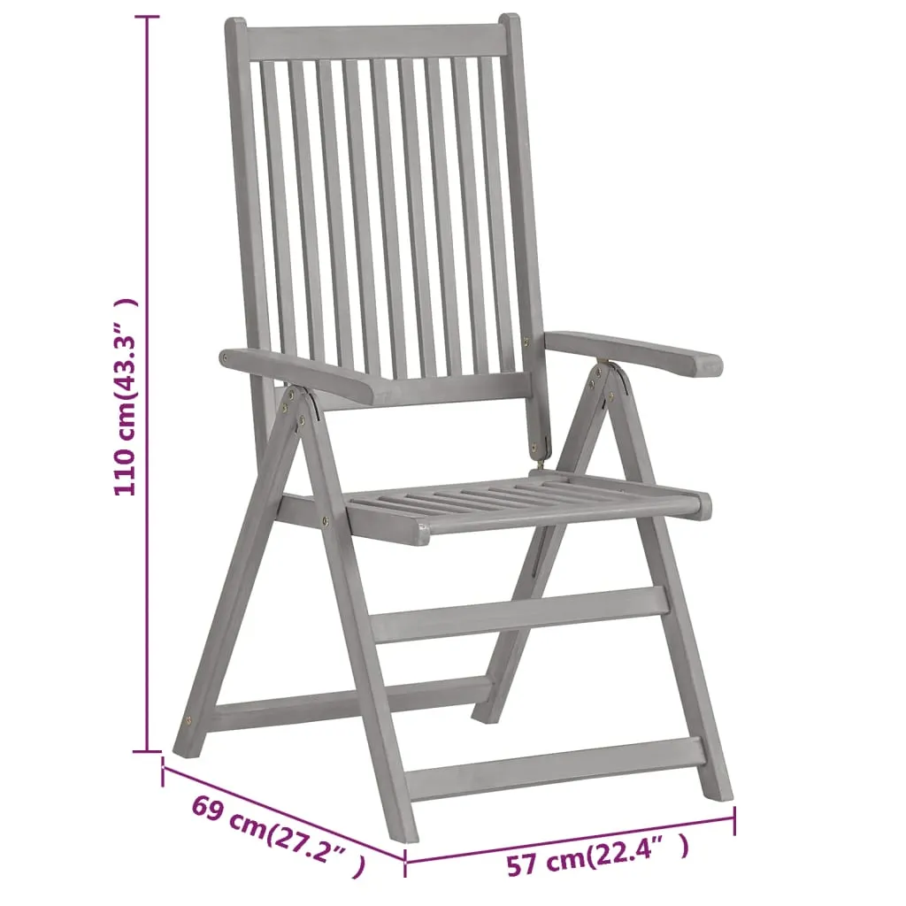 Garden Reclining Chairs 6 pcs Grey Solid Acacia Wood