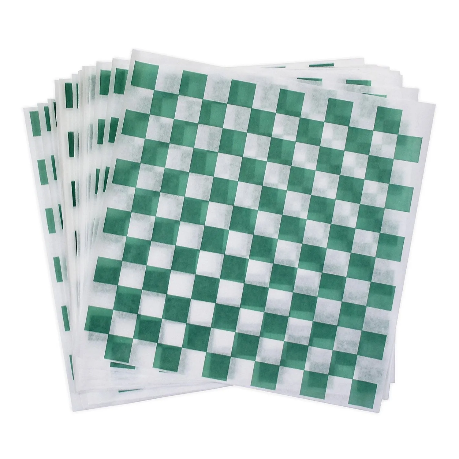 Green Check Dry Wax Paper Deli Wrap and Basket Liner | 25ct