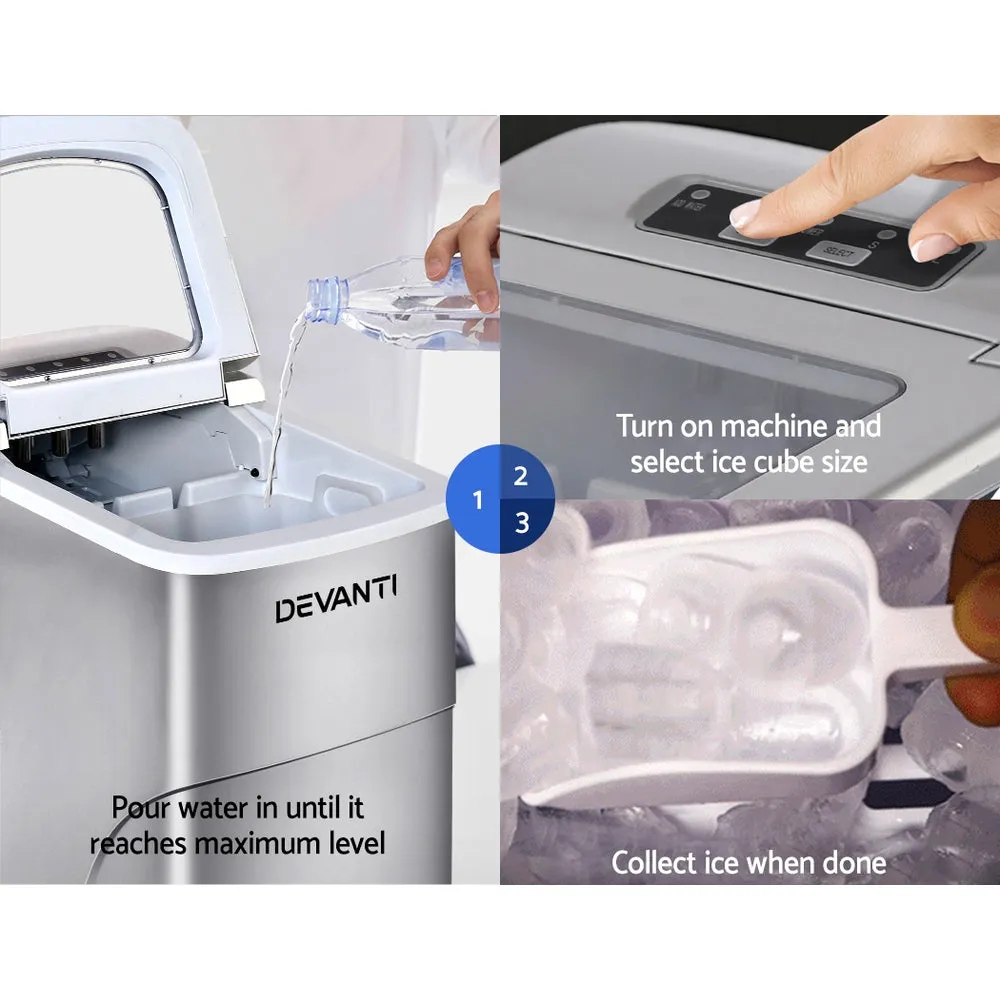 High Capacity Portable Ice Cube Maker, 12kg Daily - Devanti