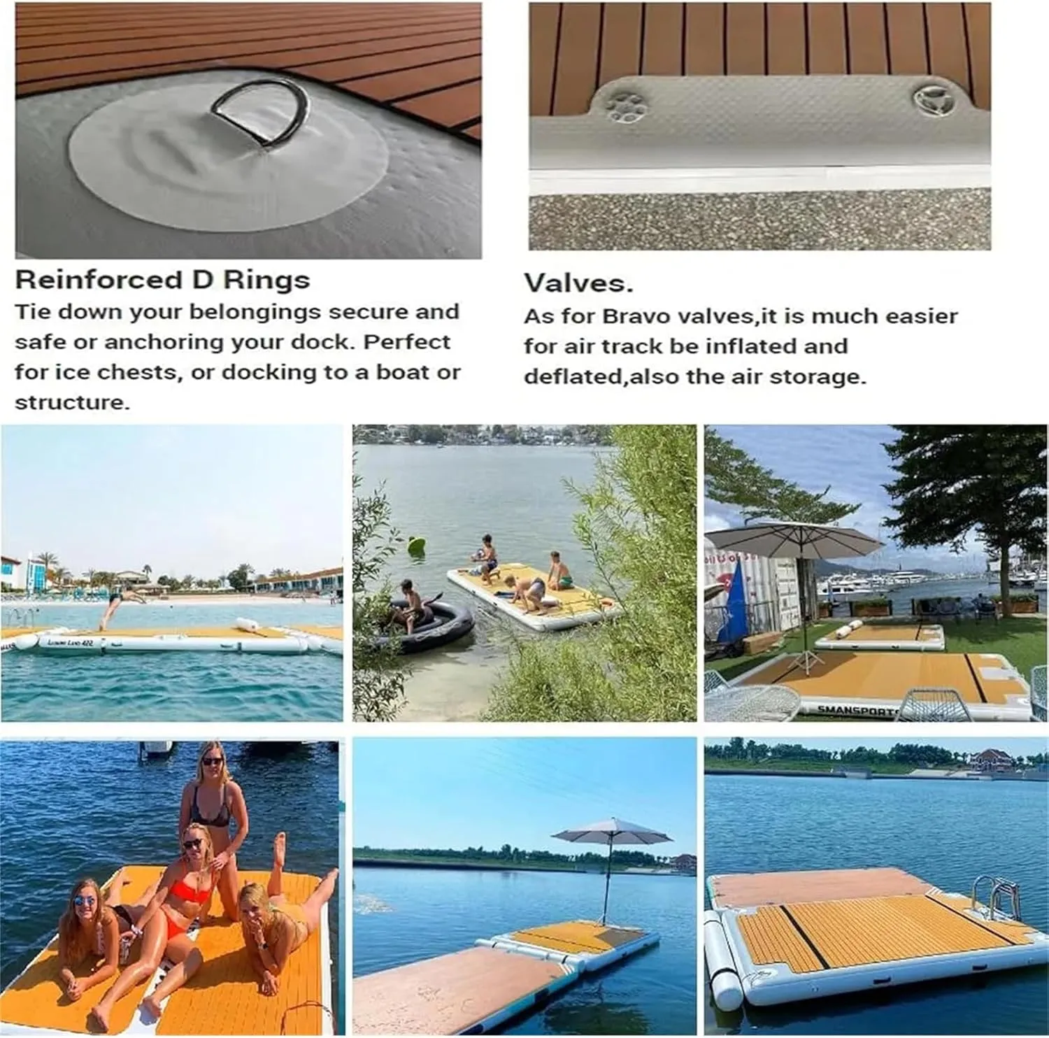 Inflatable Dock Island Raft Water Dock Mat, Floating Dock Platform for Swimming Pool Lake Beach Ocean with EVA Anti-Slip Mat,1.5 * 2.5m/4.9 * 8.2ft