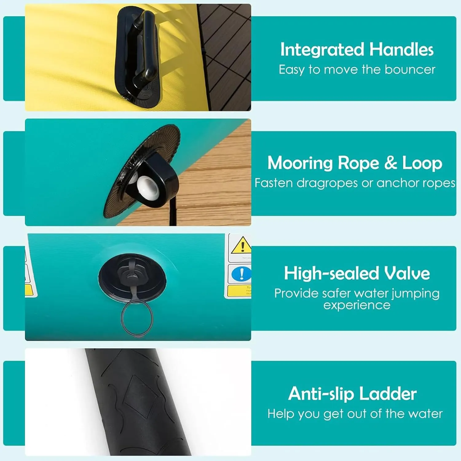Inflatable Dock Island Raft Water Dock Mat, Non-Slip Yoga Mat PVC Inflatable Water Floating Bed, Inflatable Floating Board with EVA Anti-Slip Mat,1.5 * 2.5m/4.9 * 8.2ft