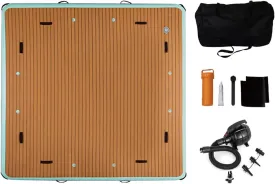 Inflatable Dock Island Raft Water Dock Mat, Non-Slip Yoga Mat PVC Inflatable Water Floating Bed, Inflatable Floating Board with EVA Anti-Slip Mat,1.5 * 2.5m/4.9 * 8.2ft