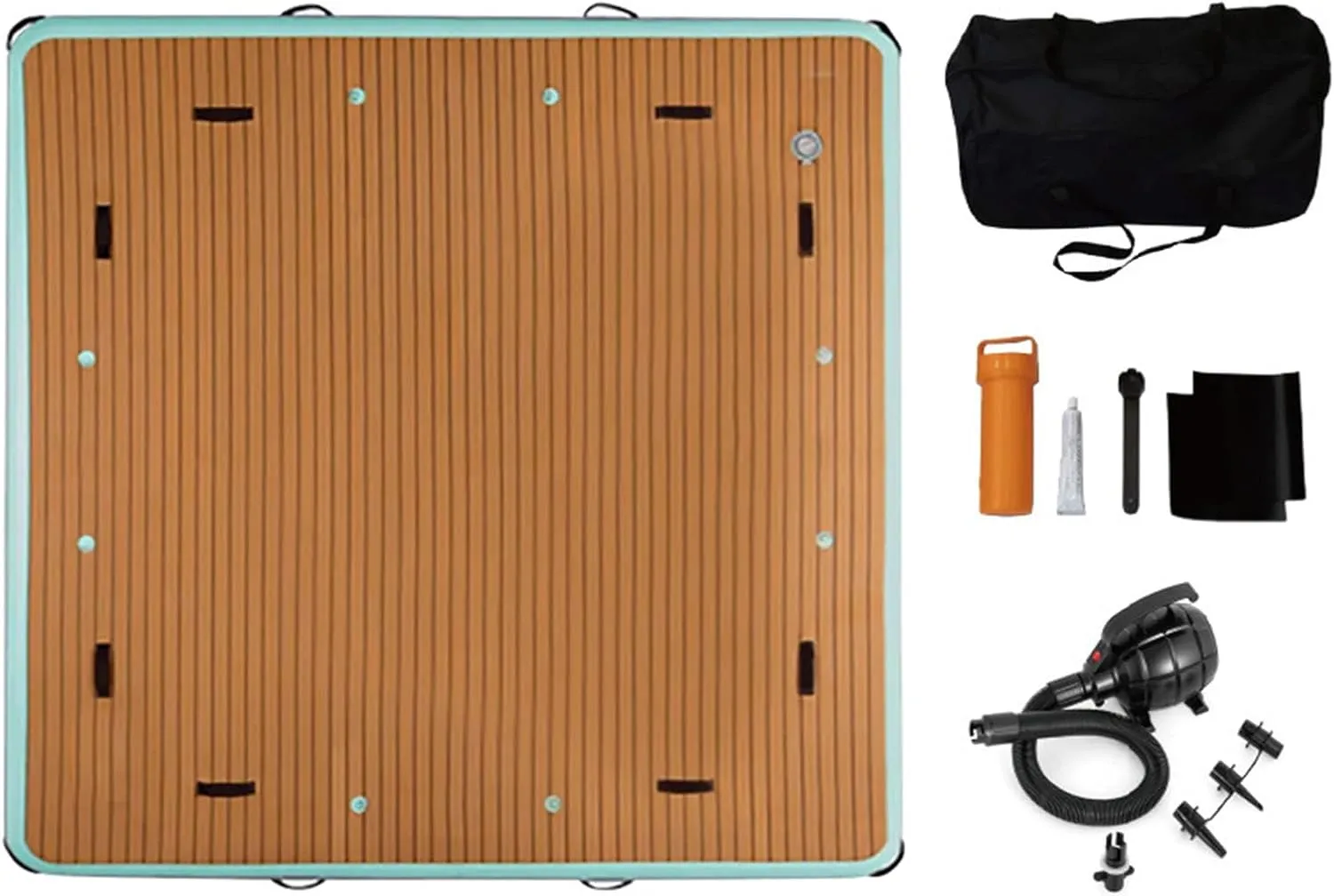 Inflatable Dock Island Raft Water Dock Mat, Non-Slip Yoga Mat PVC Inflatable Water Floating Bed, Inflatable Floating Board with EVA Anti-Slip Mat,1.5 * 2.5m/4.9 * 8.2ft