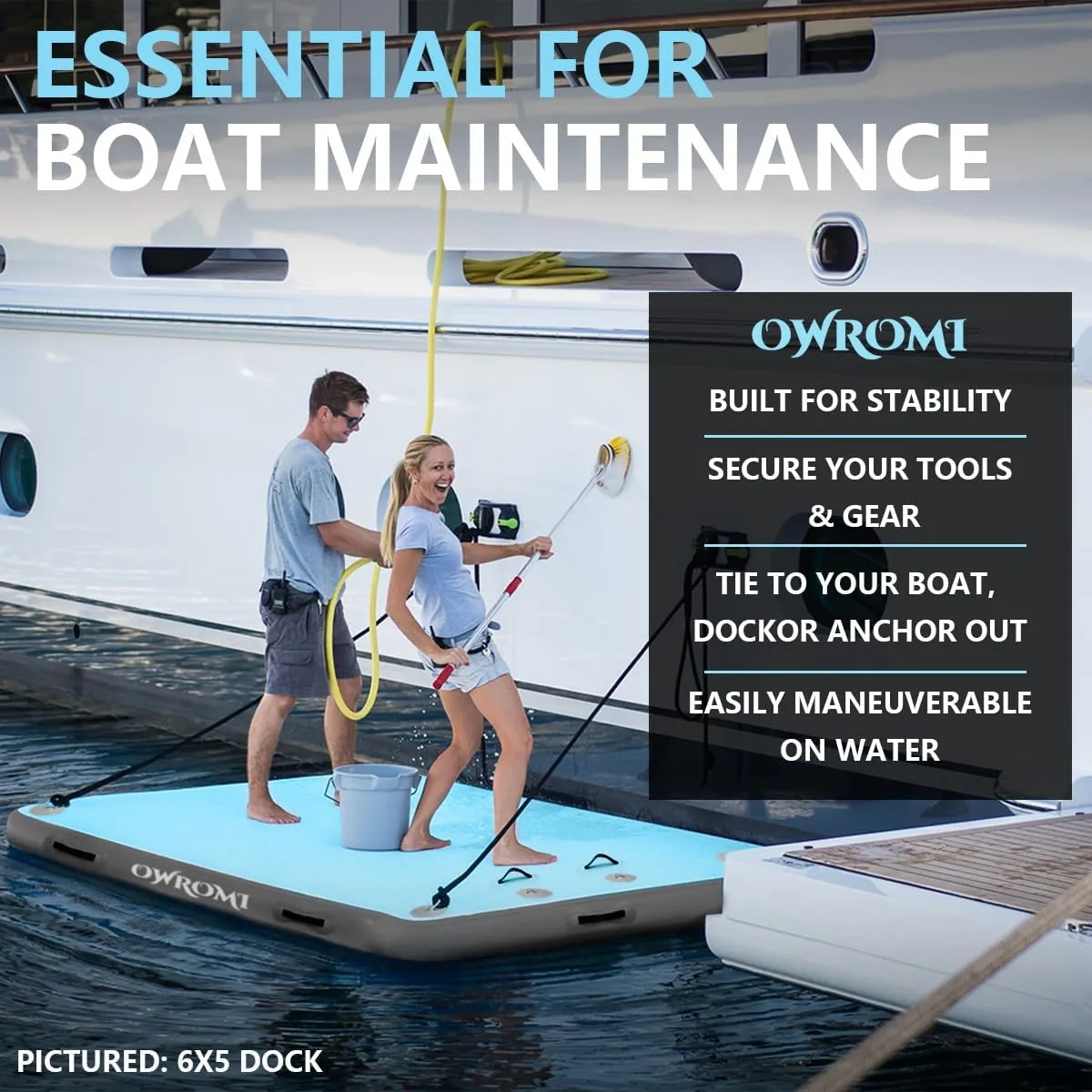 Inflatable Floating Dock Air Platform, 6/8/10ft Air Dock Platform Floating Island Raft, Enlarged Non-Slip Surface Water Floating Dock Mat, 6in Thick Water Platform Swim Dock Mat for Pool Beach Ocean
