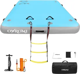 Inflatable Floating Dock Air Platform, 6/8/10ft Air Dock Platform Floating Island Raft, Enlarged Non-Slip Surface Water Floating Dock Mat, 6in Thick Water Platform Swim Dock Mat for Pool Beach Ocean