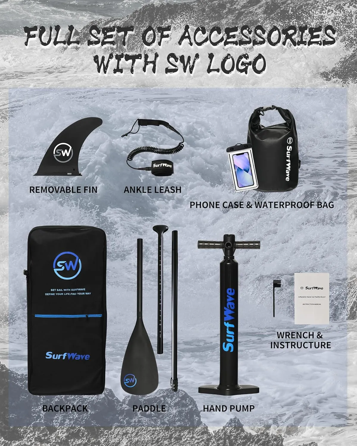 Inflatable Stand Up Paddle Boards with Premium SUP Paddle Board Accessories, Wide Stable Design with Backpack, Non-Slip Comfort Deck for Youth & Adults