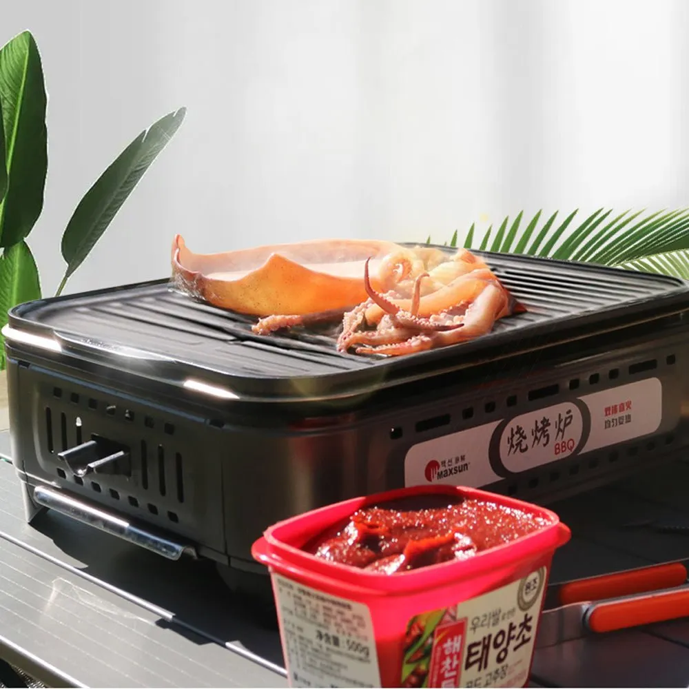Maxsun Portable Gas BBQ Stove with PRO Grill Plate Outdoor Barbecue Cooking Burner Kit Butane Camping