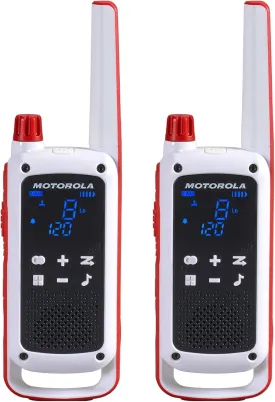 Motorola Solutions, Portable FRS, T478, Talkabout, Two-Way Radios, Red Cross, Emergency Preparedness, Rechargeable, W/Charging Dock, 22 Channel, 35 Mile, White, 2 Pack