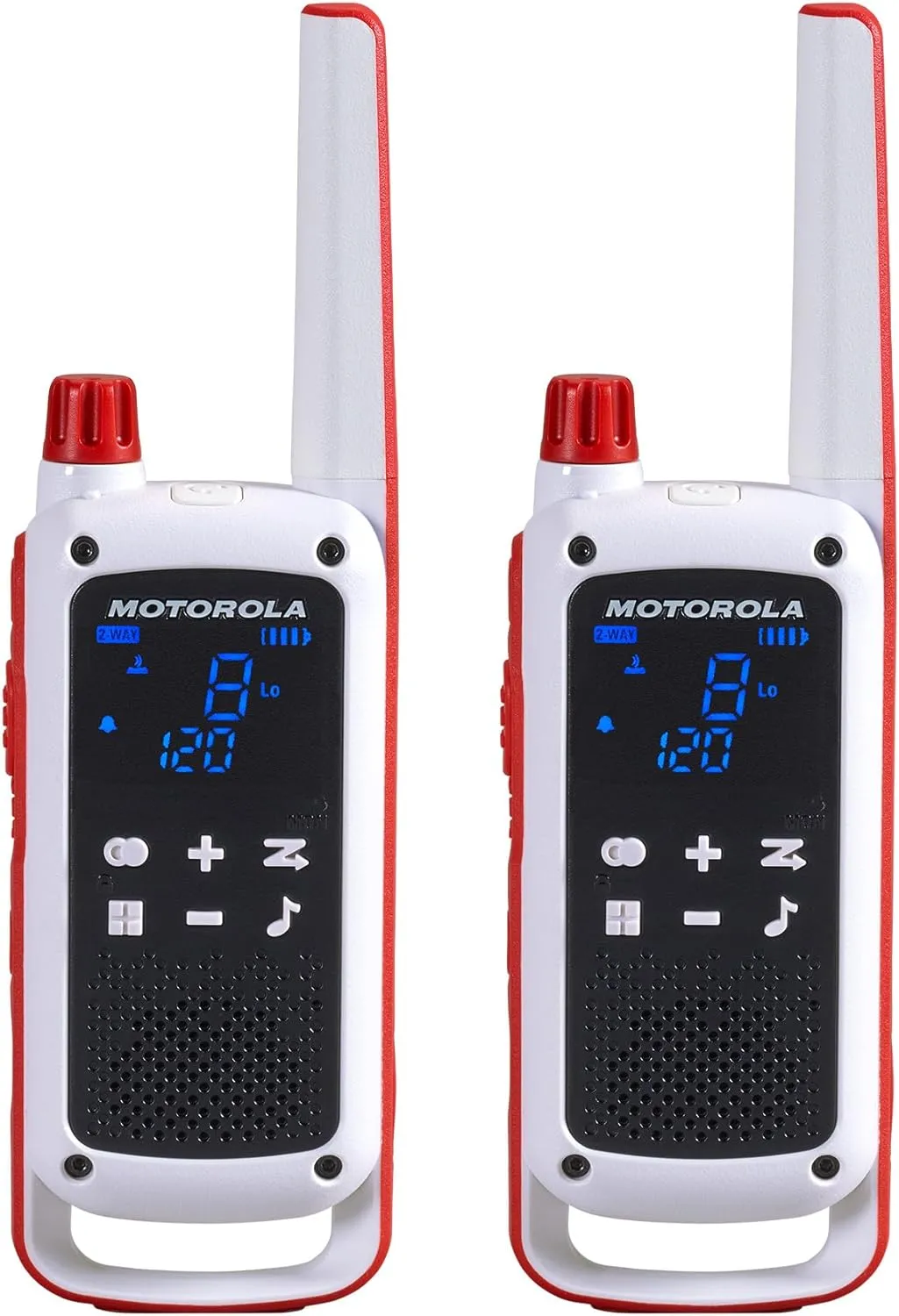 Motorola Solutions, Portable FRS, T478, Talkabout, Two-Way Radios, Red Cross, Emergency Preparedness, Rechargeable, W/Charging Dock, 22 Channel, 35 Mile, White, 2 Pack